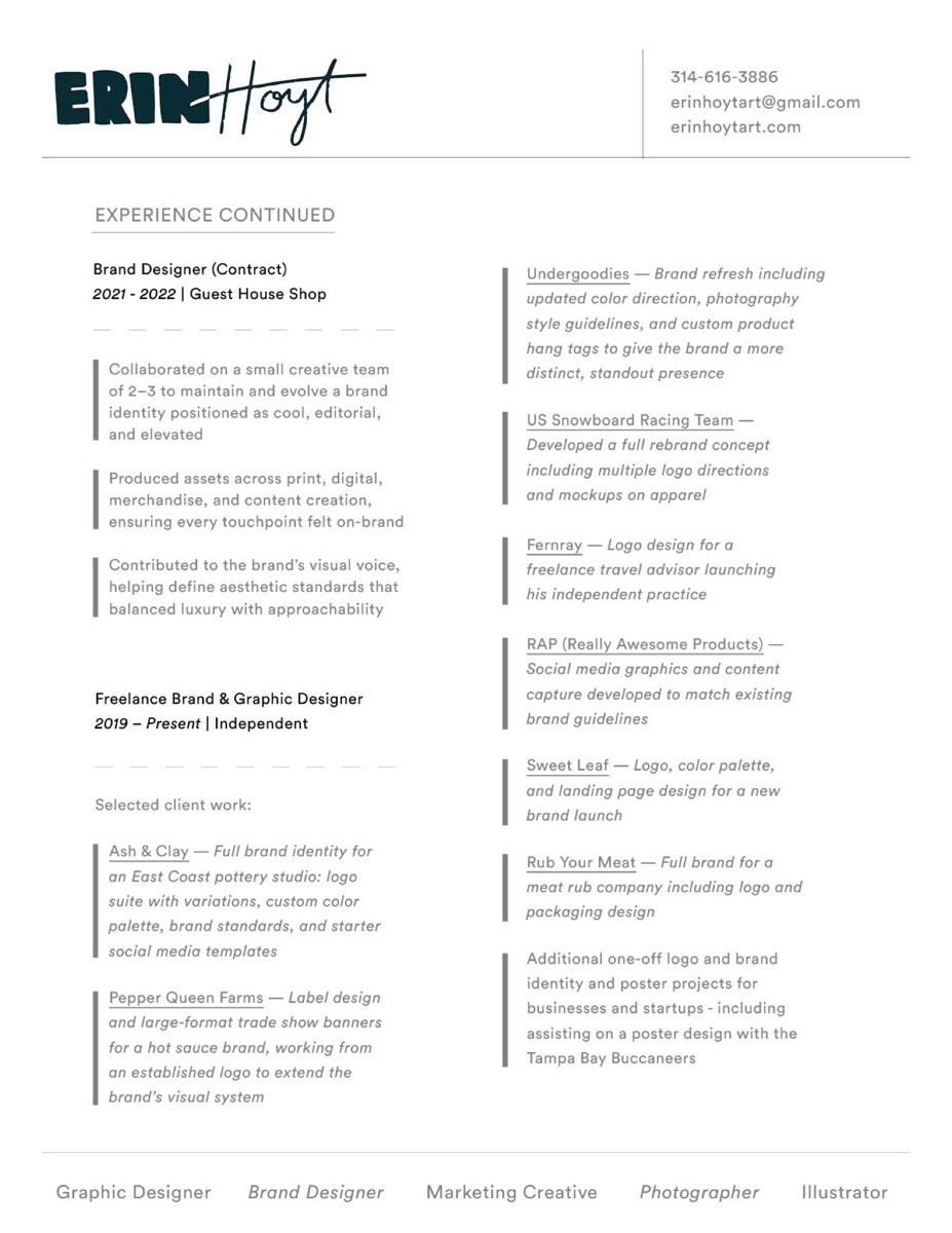 Erin Hoyt résumé page 2